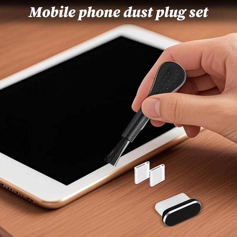 حامي منفذ USB-C الأسود مجموعة سدادات مقاومة للماء والغبار مع أداة تنظيف للهاتف والكمبيوتر اللوحي والكمبيوتر المحمول - Image 3
